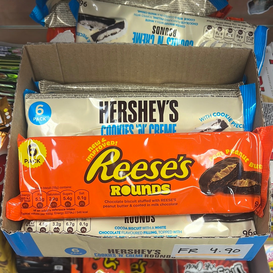 new &
PrOveD,
Reeses
ROUnDS
Chocolate biscuit stuffed with REESE'S peanut butter & coated in milk chocolate 🍫