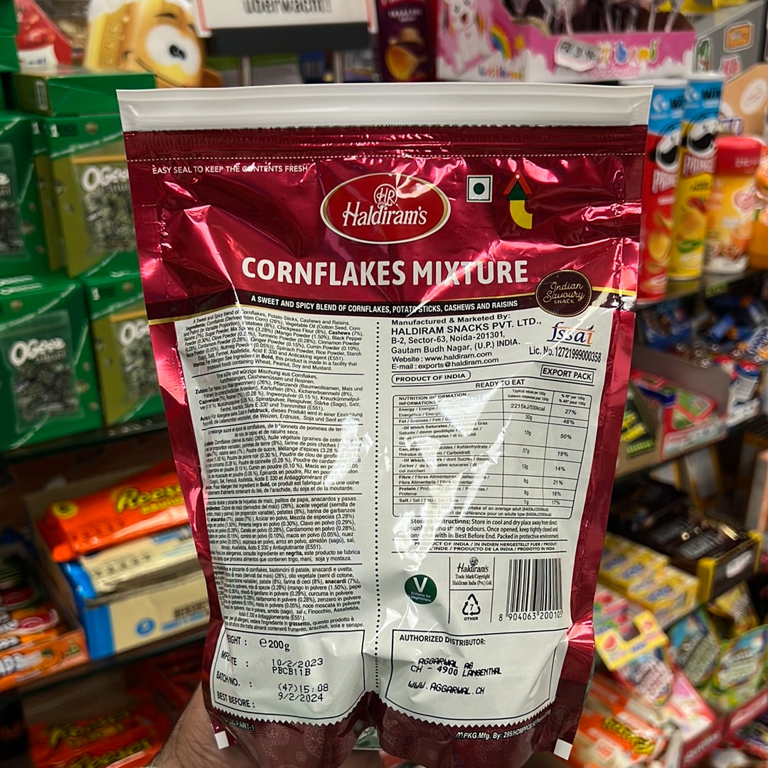 Halairams
CORNFLAKES MIXTURE
ASWEET AND SPICY BLEND OF CORNFLAKES, POTATO STICKS, CASHEWS AND RAISINS 200g