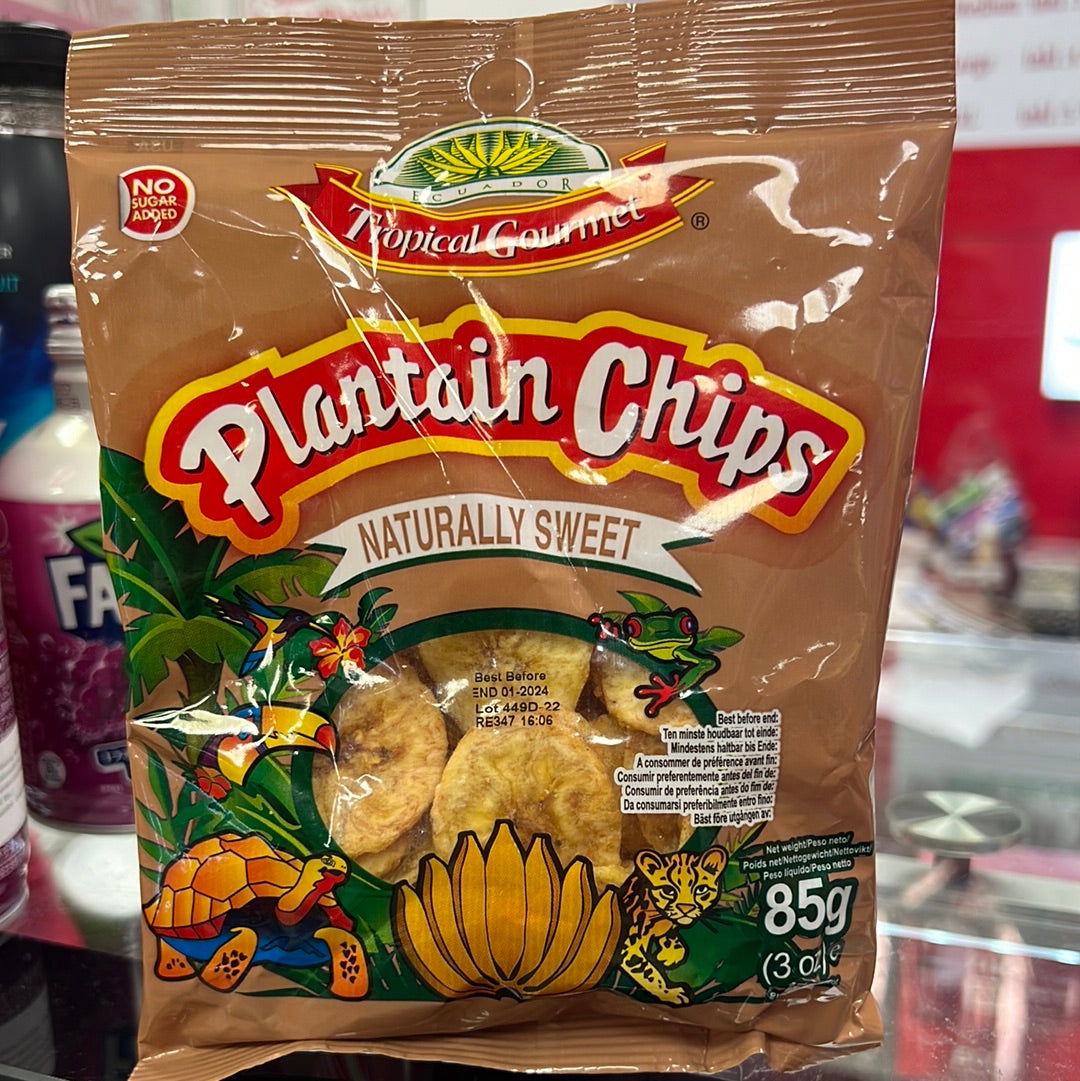 Tropical Gounnet
plastial Chips 🍟
NATUEALLY SWEET 85g