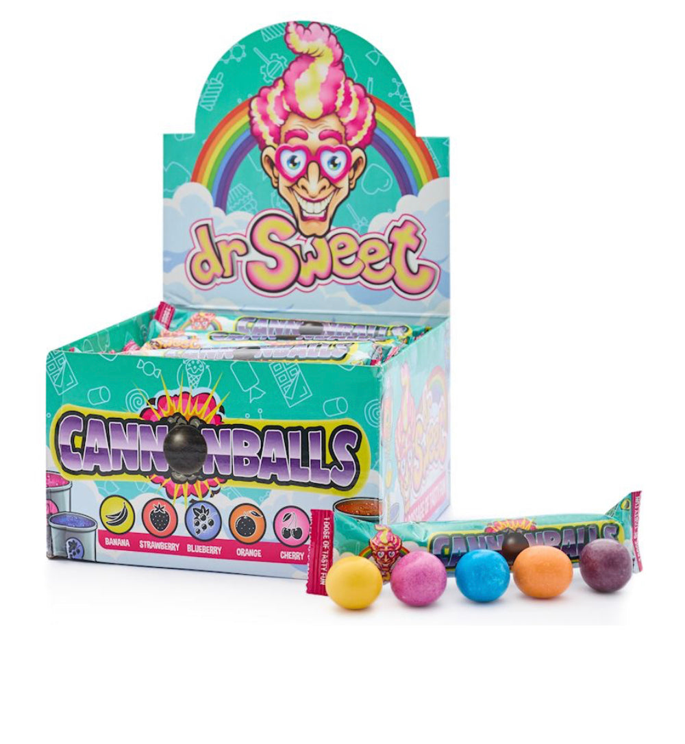 DR. SWEET CANNONBALLS 40 G KAUBONBONS BUNT SORT.