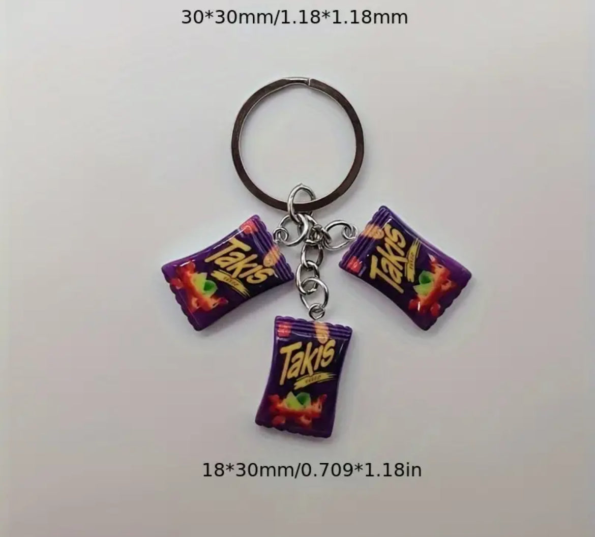 Chic Resin Snack Bag Keychain - Fashionable Alloy & Metal Car Key Pendant for Women and Men, Perfect Birthday Gift