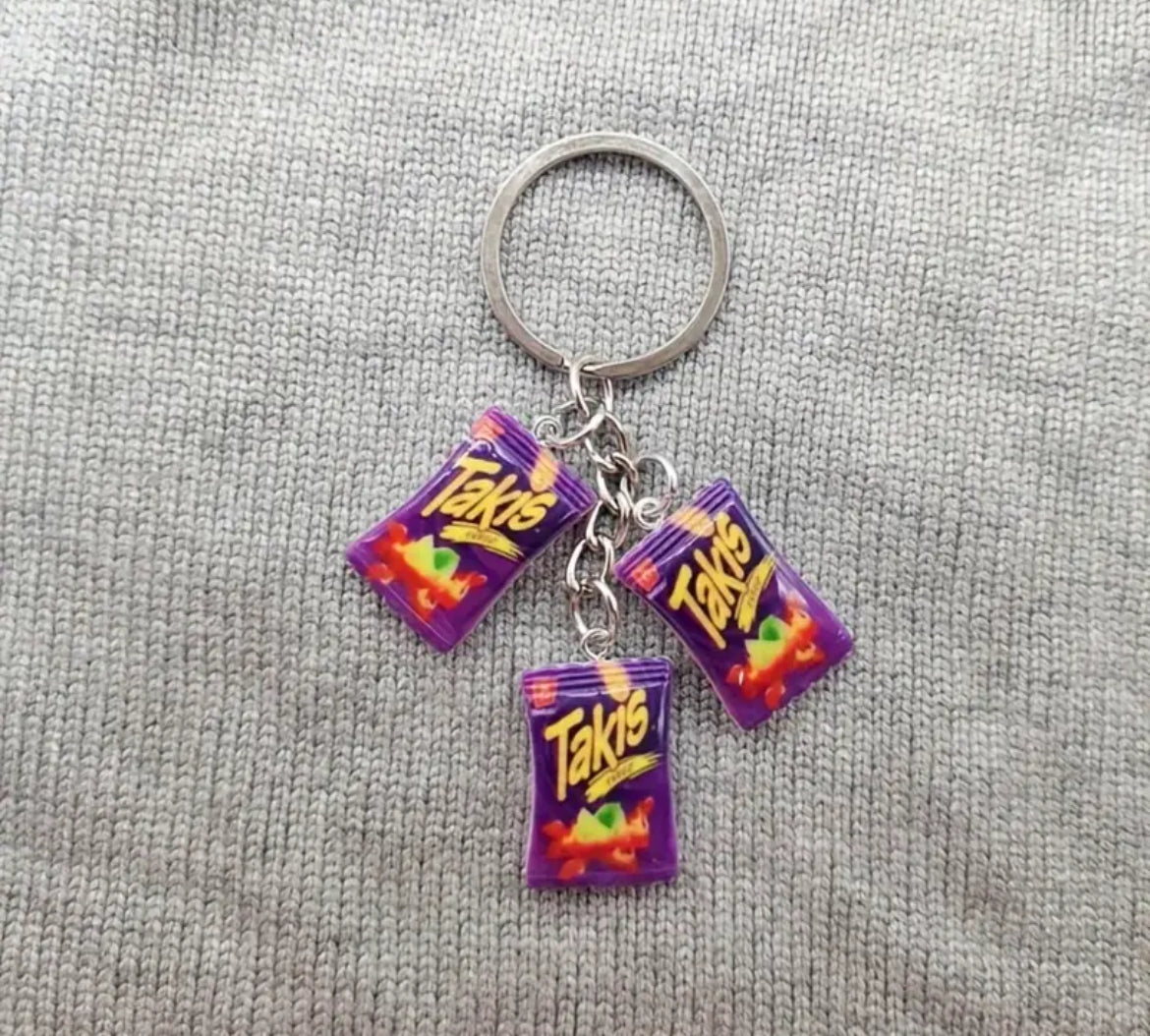 Chic Resin Snack Bag Keychain - Fashionable Alloy & Metal Car Key Pendant for Women and Men, Perfect Birthday Gift
