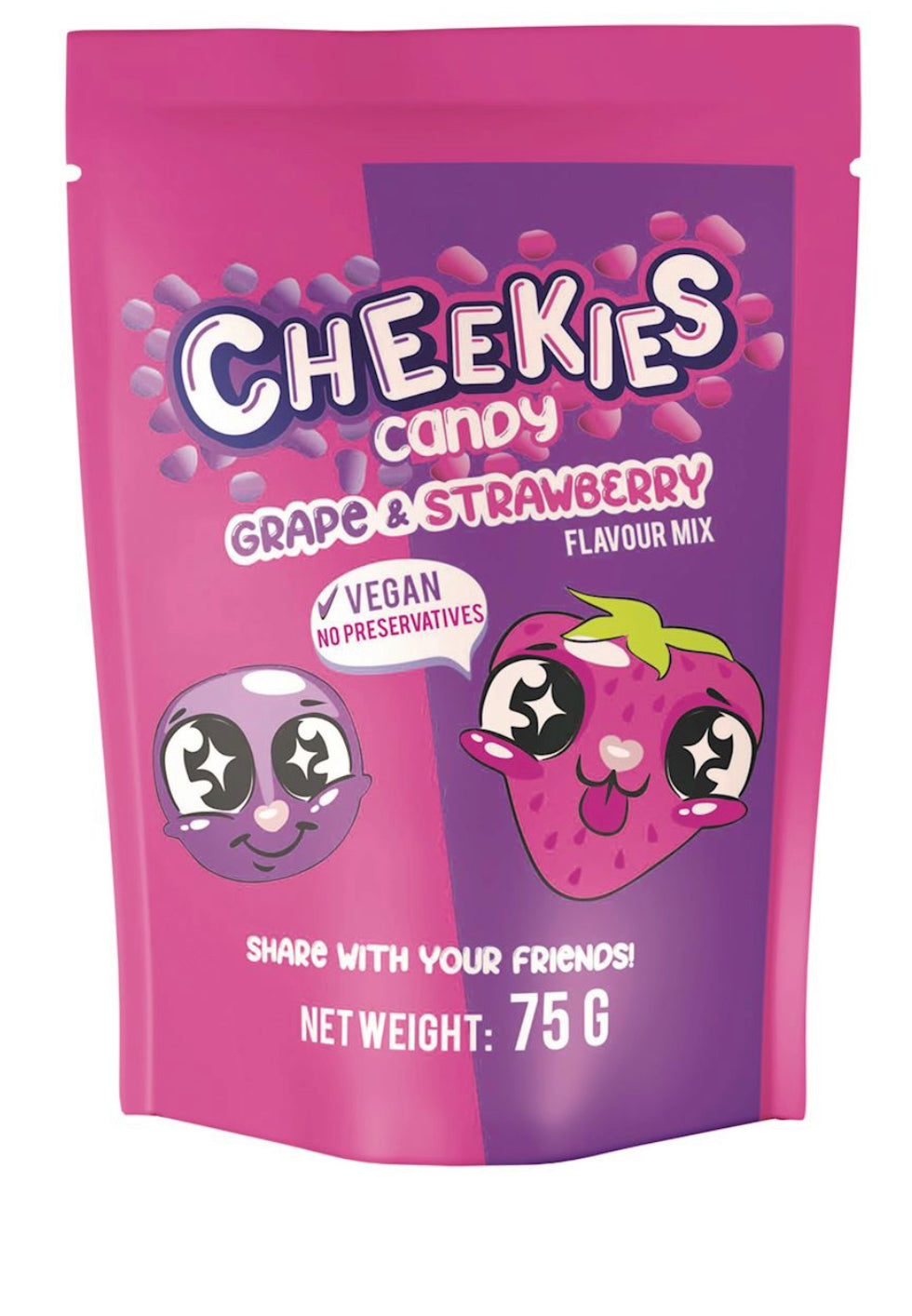 CHEEKIES CANDY 75G DRAGEES GRAPE & STRAWBERRY 🍓