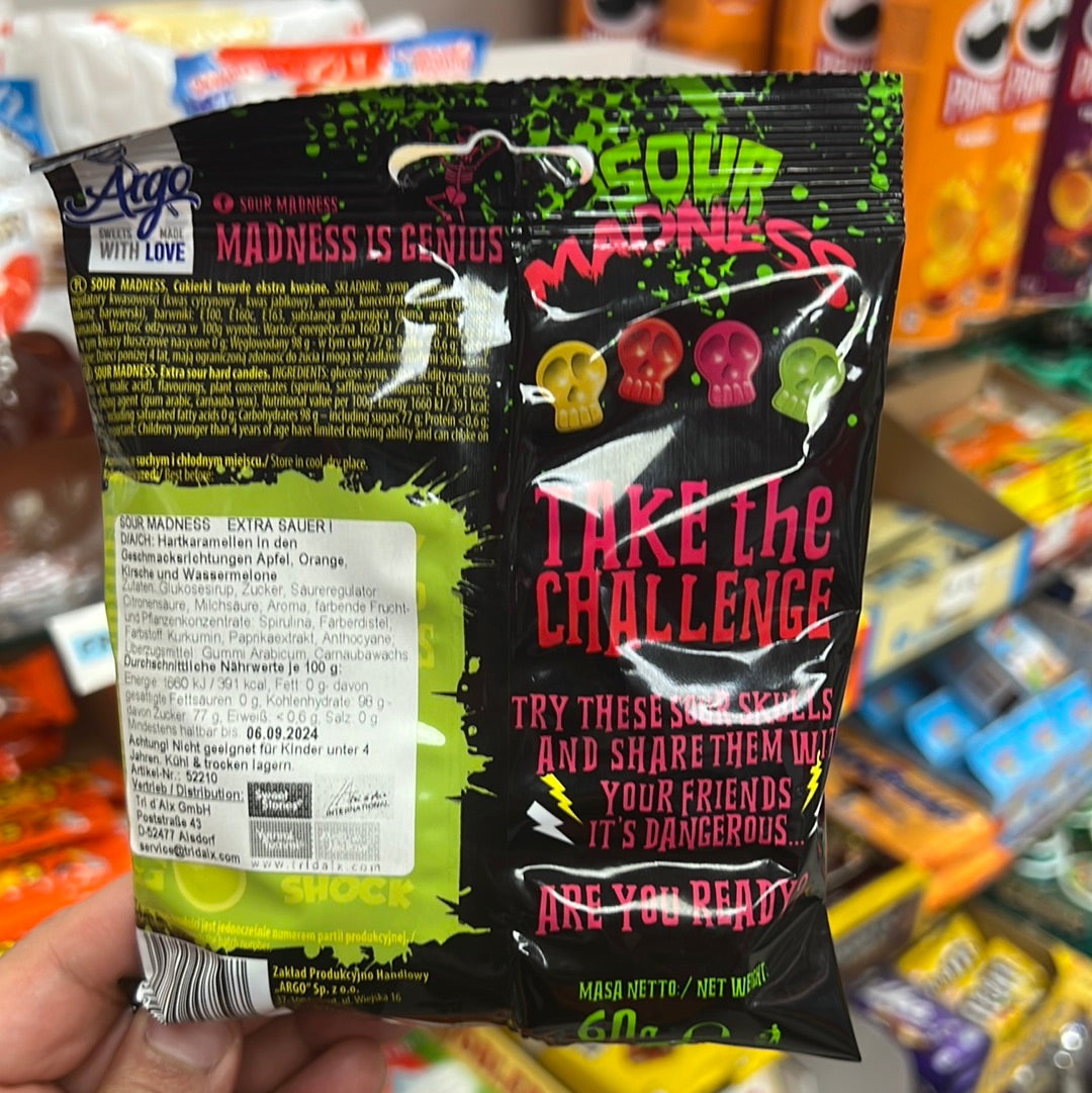 Sour Madness Skulls Extra Sour 60g