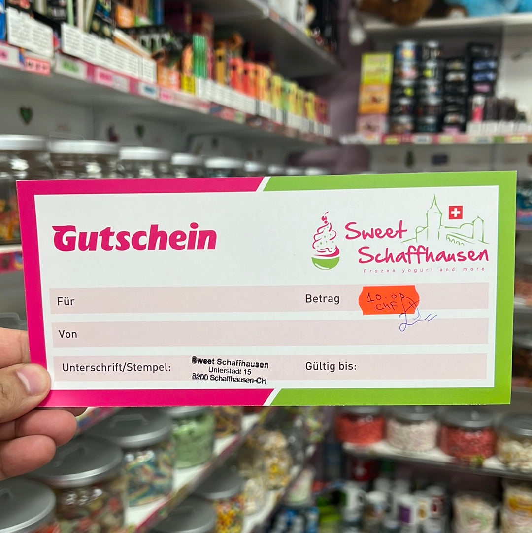 SWEET SCHAFFHAUSEN GESCHENKGUTSCHEIN CHF 10.00