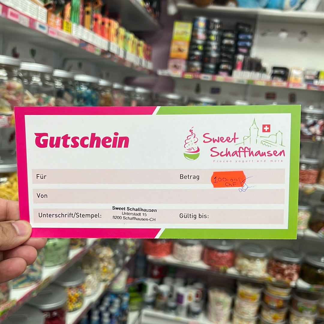 SWEET SCHAFFHAUSEN GESCHENKGUTSCHEIN CHF 100.00