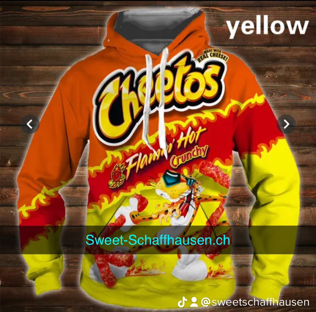 Hot cartoon 3D hoodie Cheetos food hooded (M)