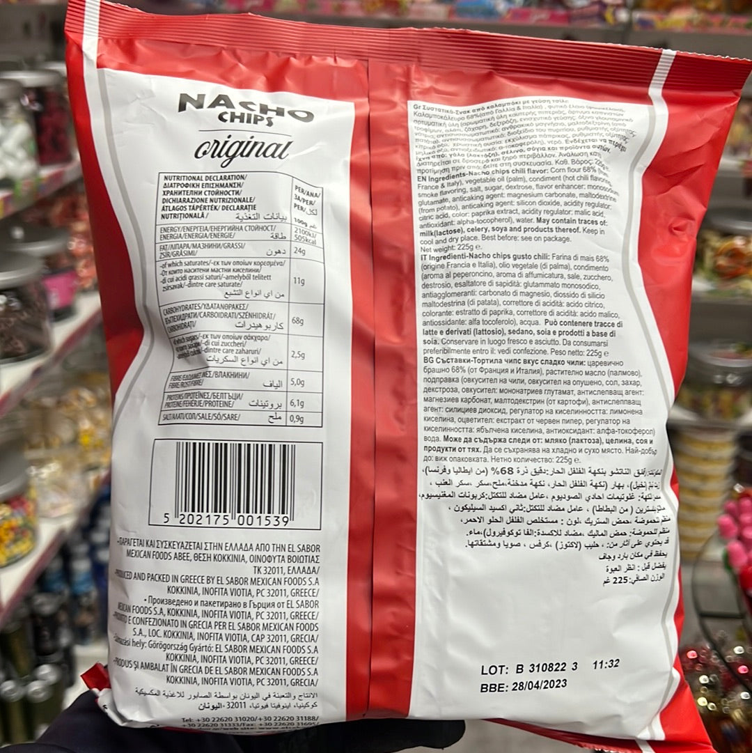 El sabor nacho chips Chili 225g