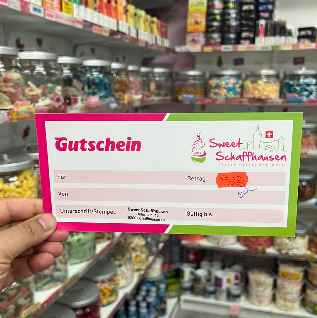 SWEET SCHAFFHAUSEN GESCHENKGUTSCHEIN CHF 50.00