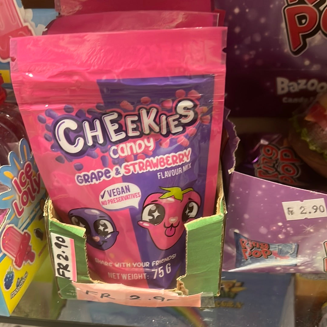 CHEEKIES CANDY 75G DRAGEES GRAPE & STRAWBERRY 🍓