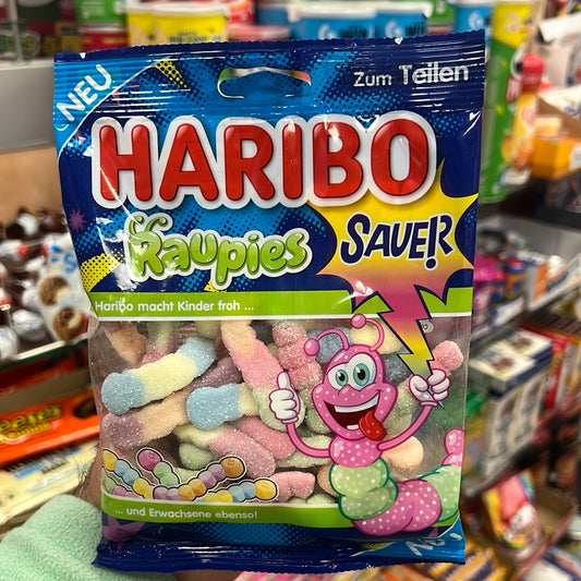 HARIBO SAUER 😠 Raupies 
macht Kinder froh