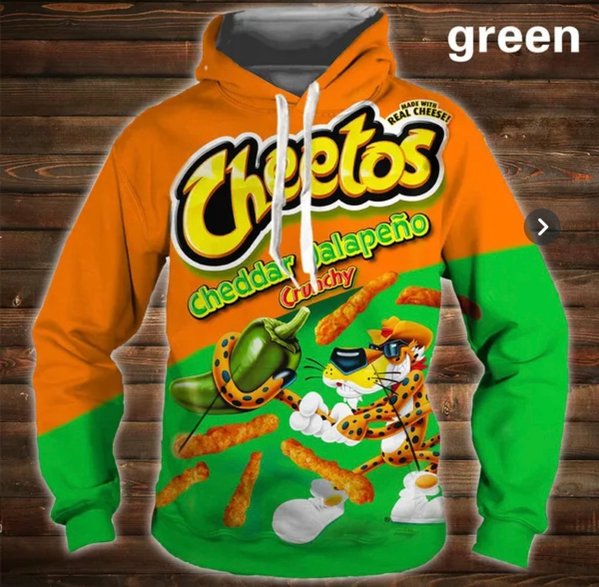 Hot cartoon 3D hoodie cheetos food hooded (xs)