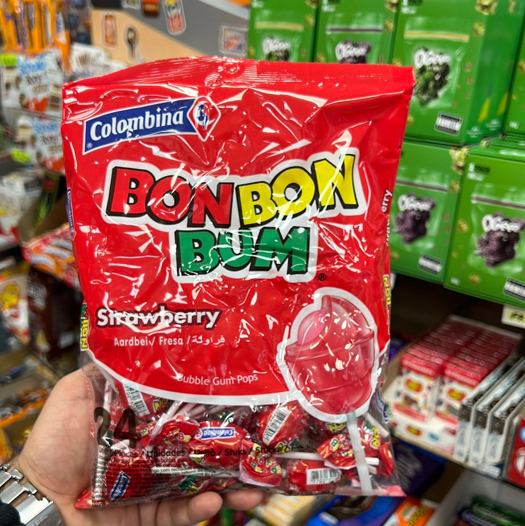 Colombina Bon Bon Bum Strawberry Bubble Gum pops